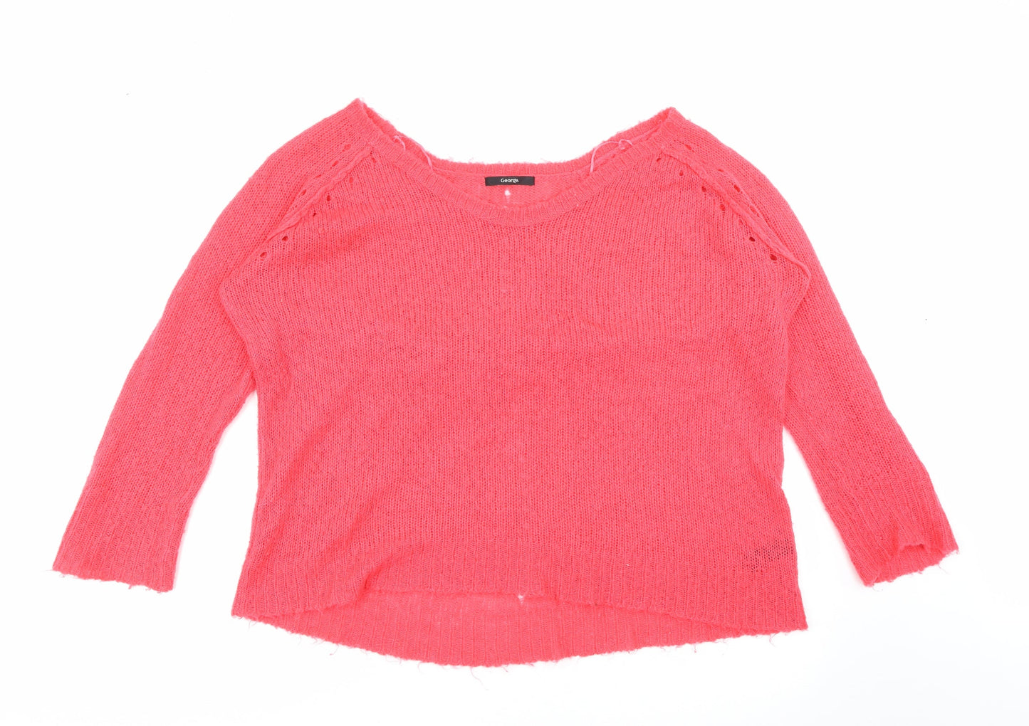 George Womens Red Scoop Neck  Acrylic Pullover Jumper Size 16