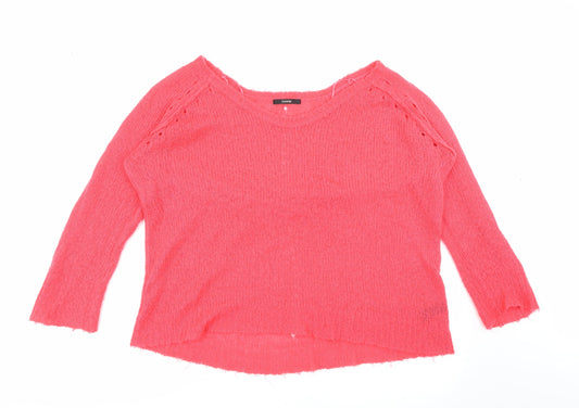 George Womens Red Scoop Neck  Acrylic Pullover Jumper Size 16