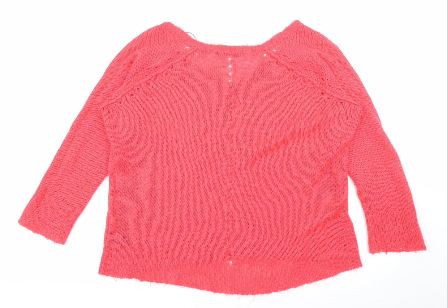 George Womens Red Scoop Neck  Acrylic Pullover Jumper Size 16