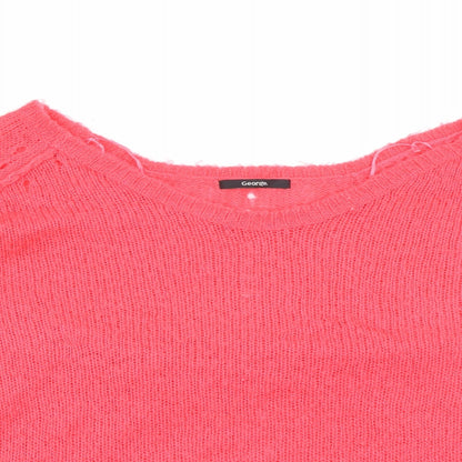 George Womens Red Scoop Neck  Acrylic Pullover Jumper Size 16