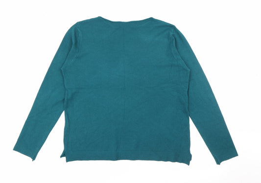 M & V Womens Blue Scoop Neck  Polyamide Pullover Jumper Size S