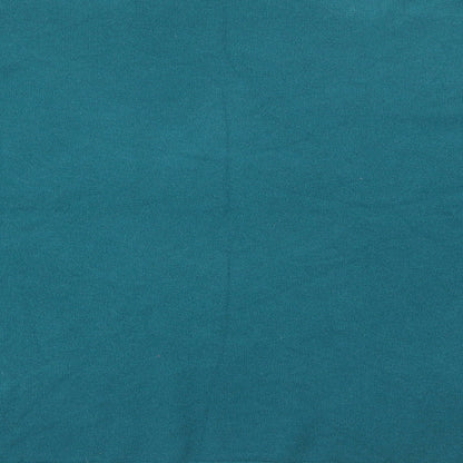 Brand and care label for M&Co women’s blue scoop neck polyamide jumper, size S