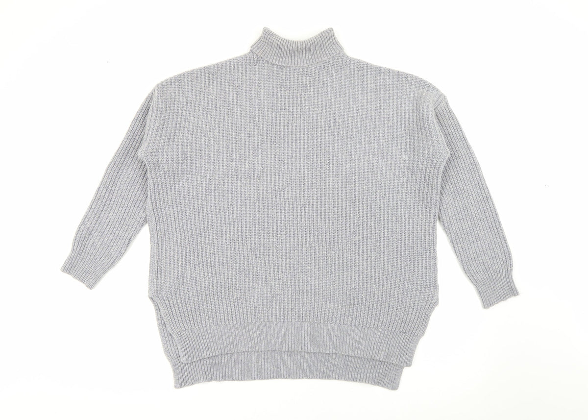 Additional front view of R Studio women’s purple roll neck polyamide jumper, size UK 14