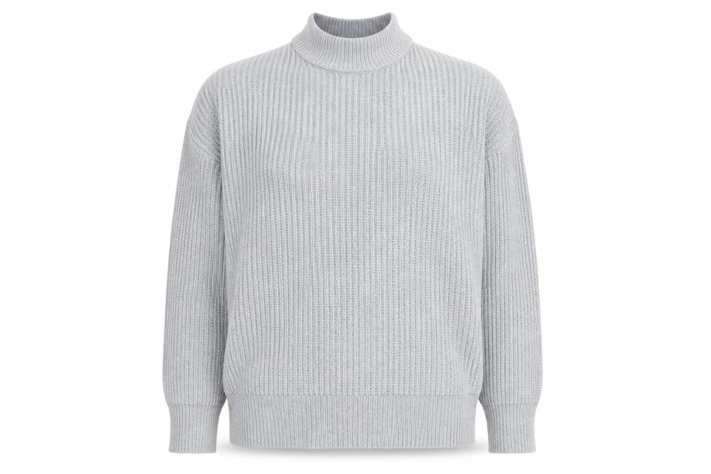 Front view of R Studio women’s purple roll neck polyamide jumper, size UK 14