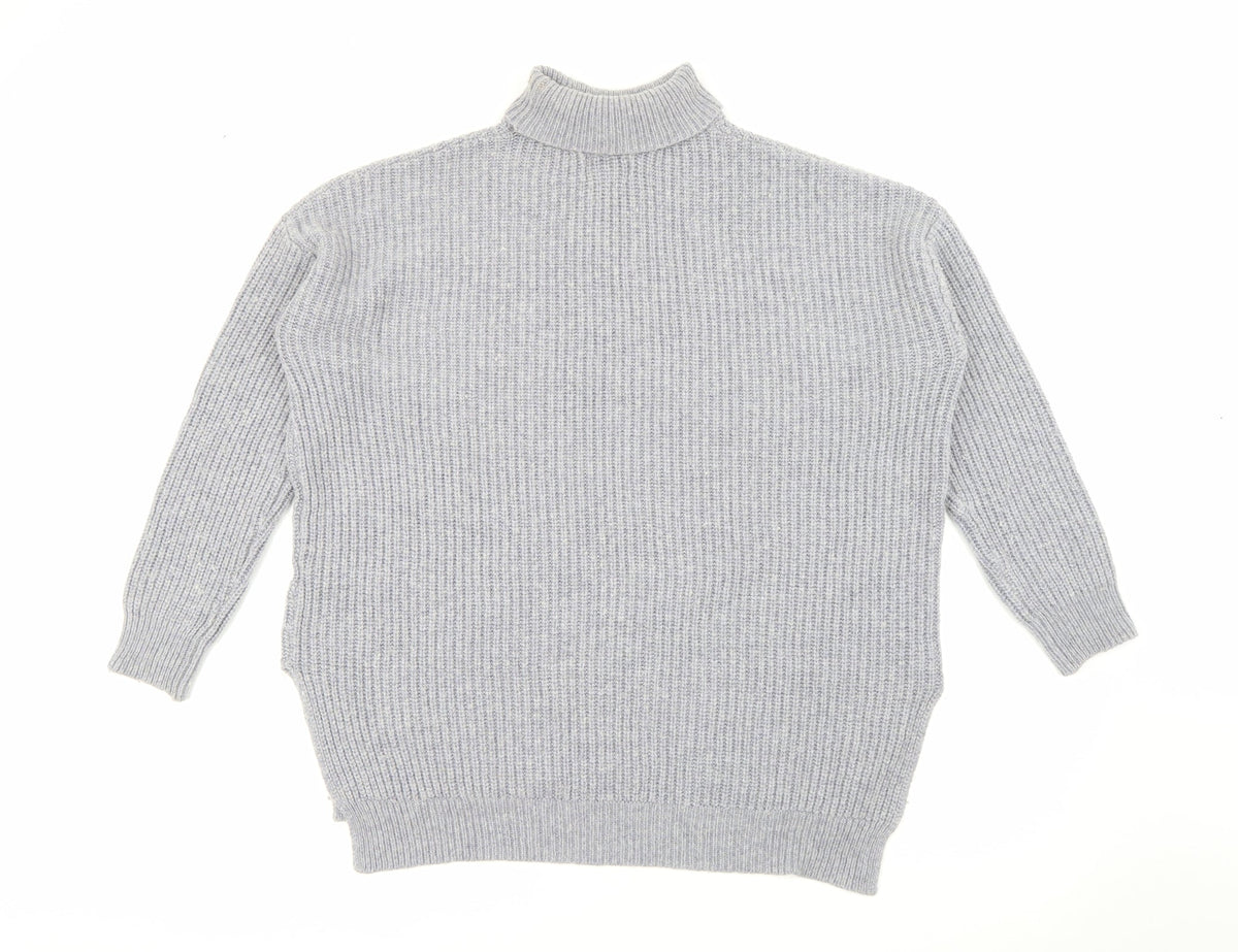 Back view of R Studio women’s purple roll neck polyamide jumper, size UK 14