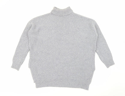 Back view of R Studio women’s purple roll neck polyamide jumper, size UK 14