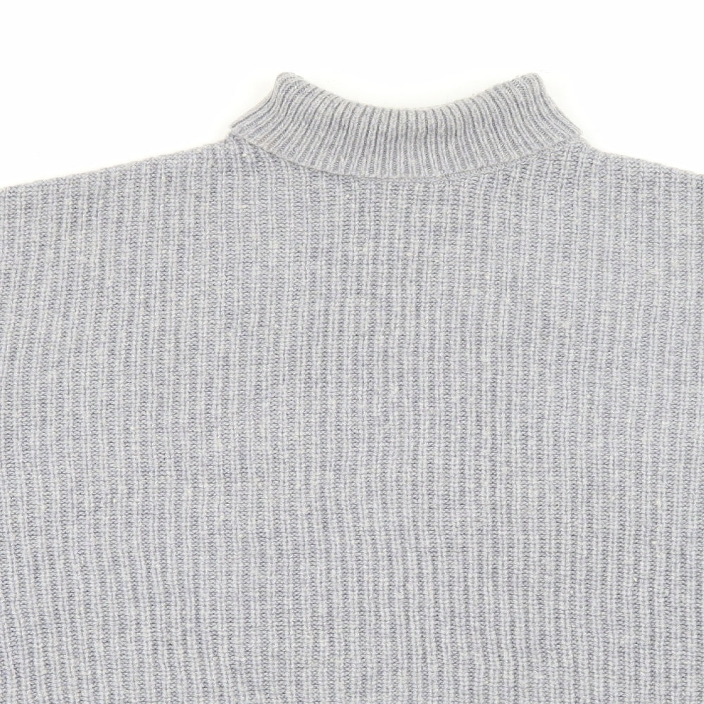 Close-up detail of R Studio women’s purple roll neck polyamide jumper, size UK 14