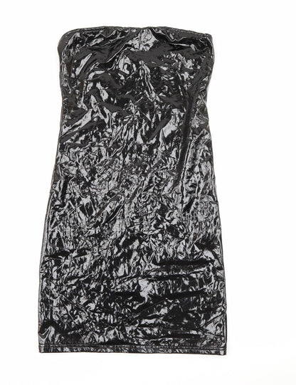 We own the night Womens Black  Polyester Bodycon  Size S  Square Neck Zip