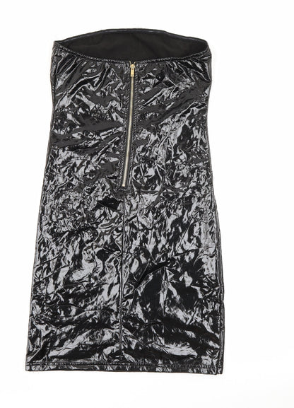 We own the night Womens Black  Polyester Bodycon  Size S  Square Neck Zip