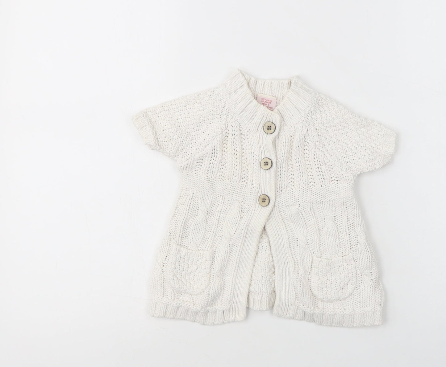 Jillian's Closet Baby White  Cotton Cardigan Jumper Size 9-12 Months  Button