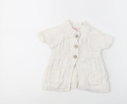 Jillian's Closet Baby White  Cotton Cardigan Jumper Size 9-12 Months  Button