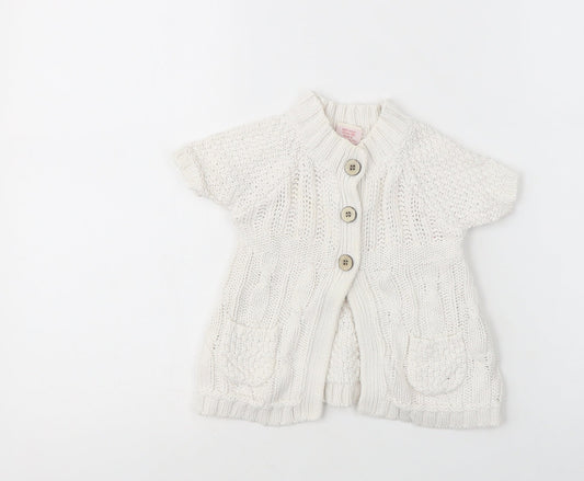 Jillian's Closet Baby White  Cotton Cardigan Jumper Size 9-12 Months  Button