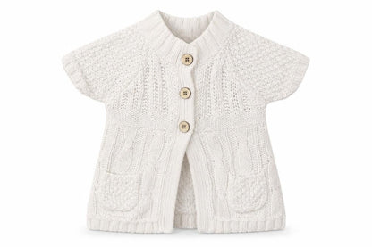 Front view of Jillian's Closet Baby White Cotton Cardigan Jumper, size 9-12, Months Button