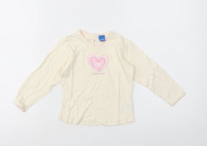 Adams Kids Baby Yellow  Cotton Pullover T-Shirt Size 12-18 Months Crew Neck Pullover - Heart