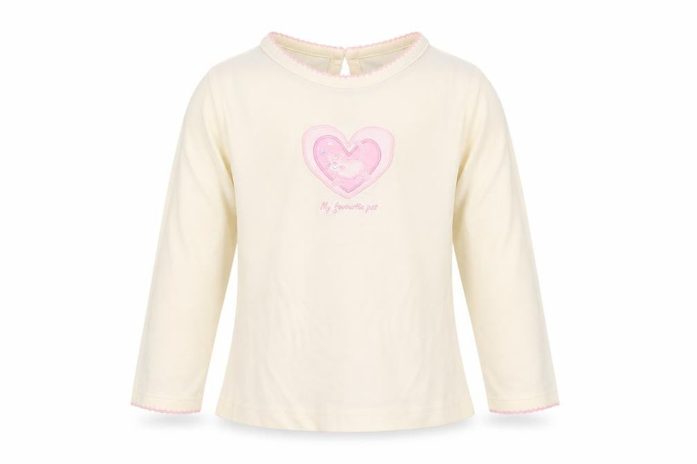 Front view of Adams Kids Baby Yellow Cotton Pullover T-Shirt, size 12-18, Months Crew Neck Pullover - Heart