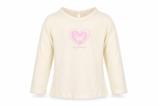 Front view of Adams Kids Baby Yellow Cotton Pullover T-Shirt, size 12-18, Months Crew Neck Pullover - Heart