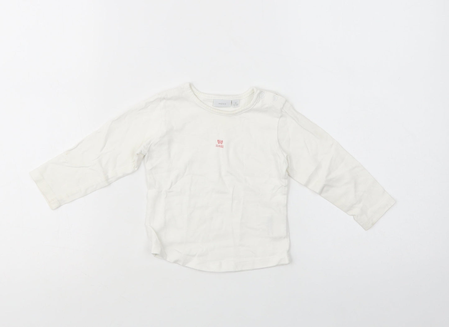 Mexx Baby White  Cotton Basic Polo Size 12-18 Months Crew Neck Snap