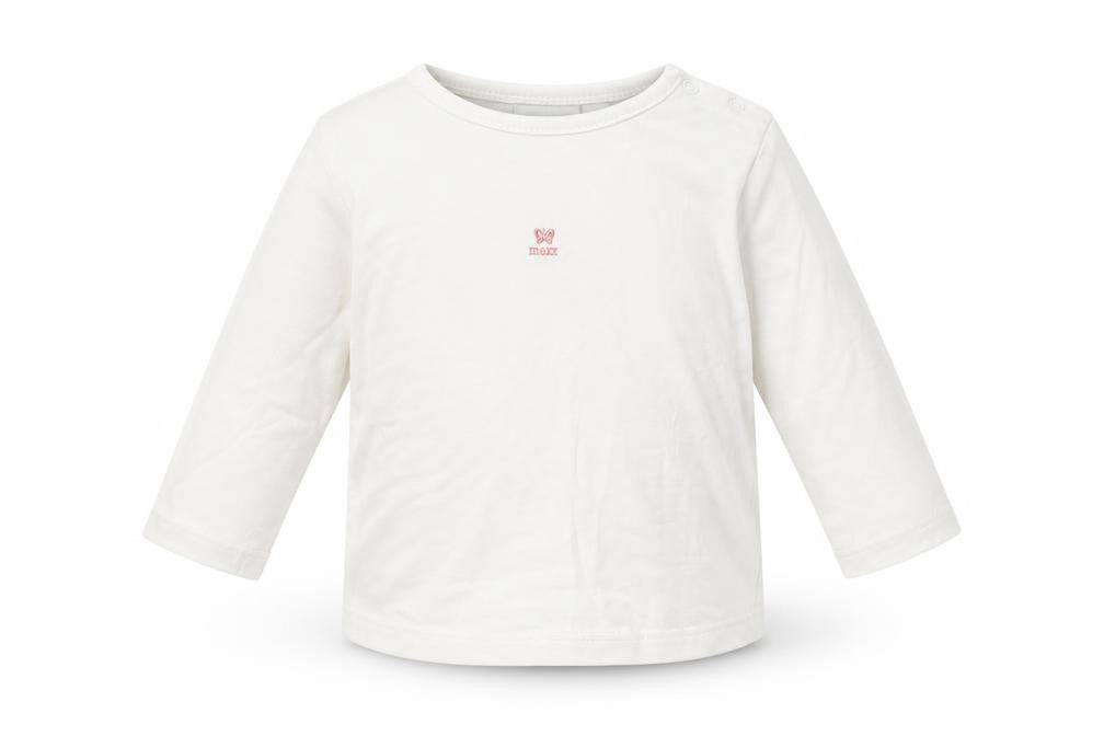 Front view of Mexx Baby White Cotton Basic Polo, size 12-18, Months Crew Neck Snap