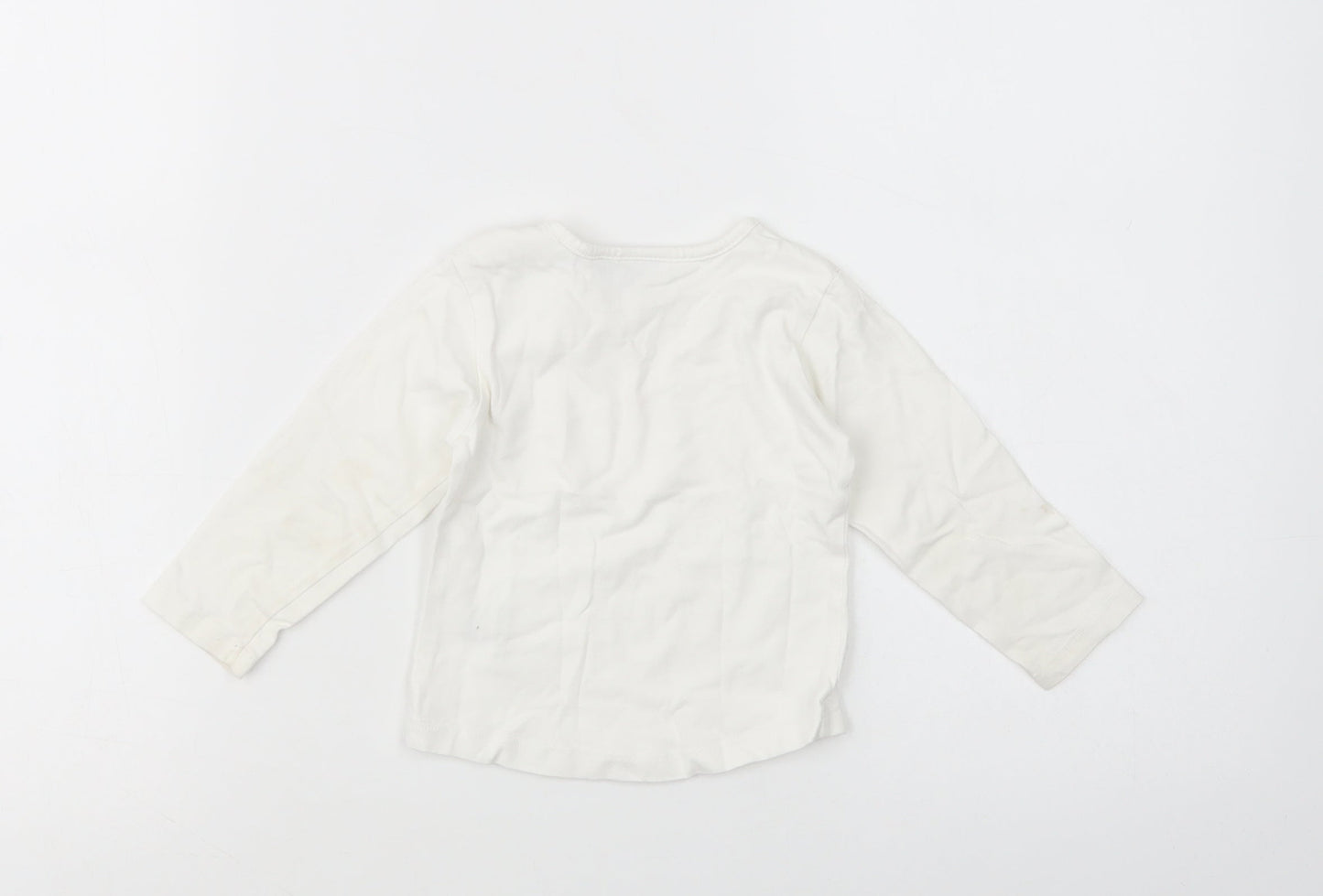 Mexx Baby White  Cotton Basic Polo Size 12-18 Months Crew Neck Snap