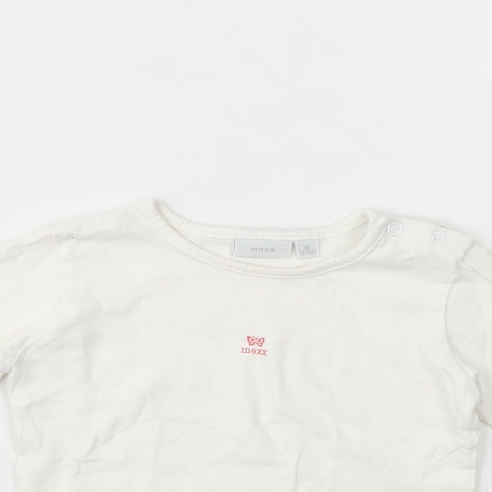 Mexx Baby White  Cotton Basic Polo Size 12-18 Months Crew Neck Snap