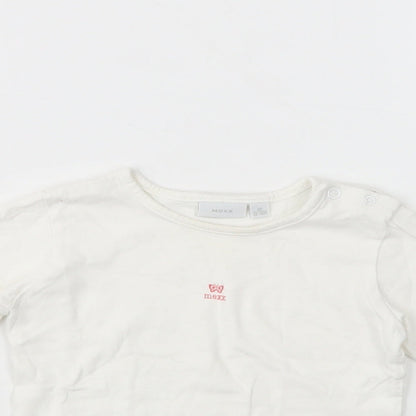 Mexx Baby White  Cotton Basic Polo Size 12-18 Months Crew Neck Snap