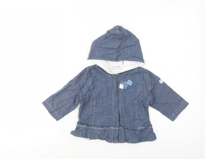 Additional front view of Sucre d'Orge Baby Blue Basic Jacket Jacket, size 12, Months Snap
