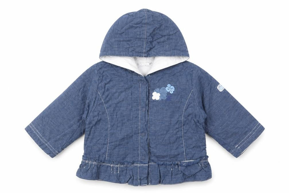 Front view of Sucre d'Orge Baby Blue Basic Jacket Jacket, size 12, Months Snap