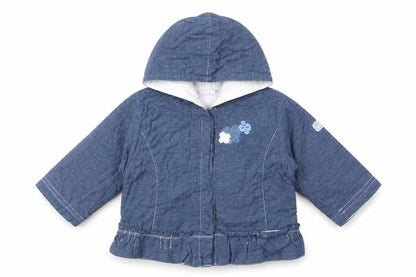 Front view of Sucre d'Orge Baby Blue Basic Jacket Jacket, size 12, Months Snap