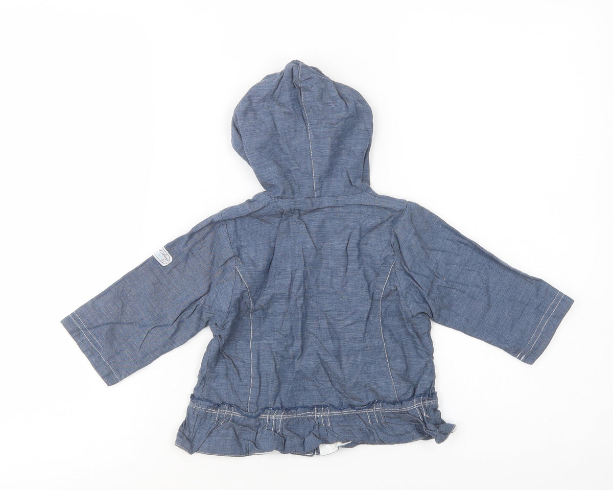 Back view of Sucre d'Orge Baby Blue Basic Jacket Jacket, size 12, Months Snap