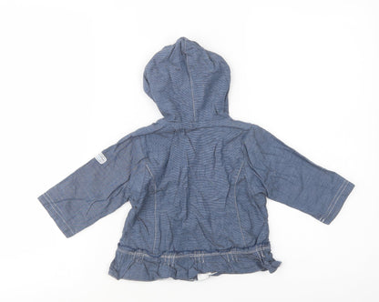 Back view of Sucre d'Orge Baby Blue Basic Jacket Jacket, size 12, Months Snap
