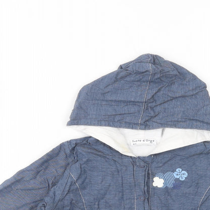 Close-up detail of Sucre d'Orge Baby Blue Basic Jacket Jacket, size 12, Months Snap