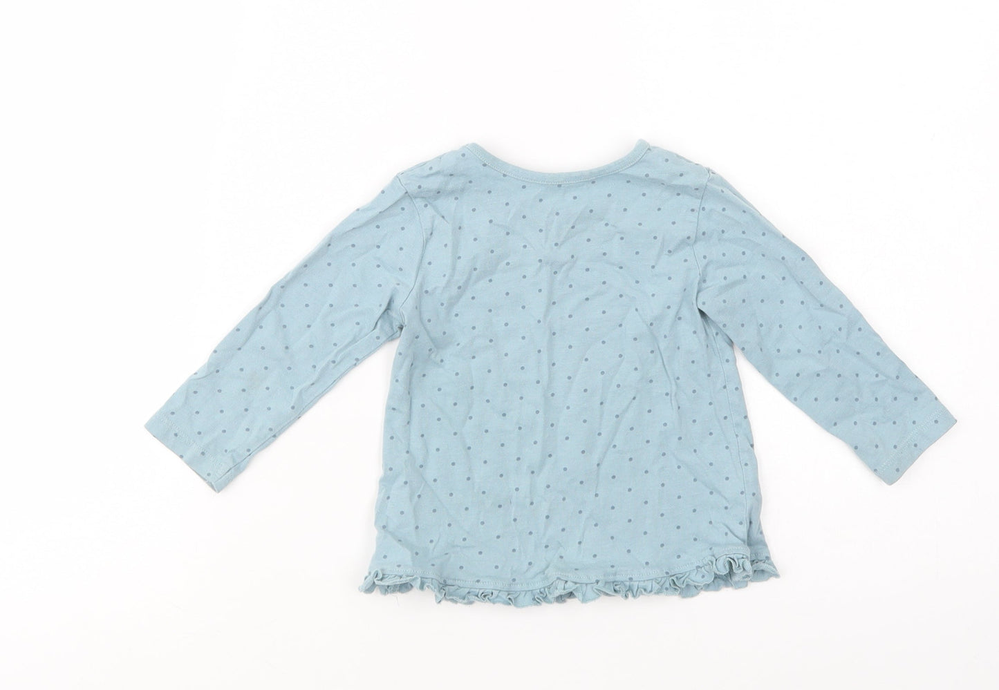 George Baby Blue Polka Dot Cotton Basic T-Shirt Size 9-12 Months Crew Neck Pullover