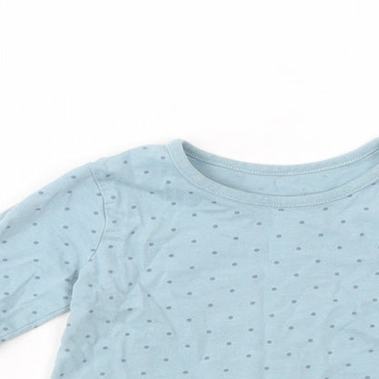 George Baby Blue Polka Dot Cotton Basic T-Shirt Size 9-12 Months Crew Neck Pullover