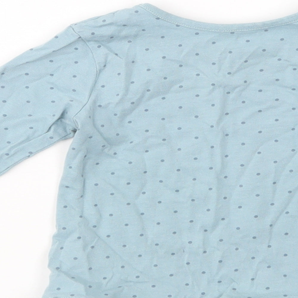 George Baby Blue Polka Dot Cotton Basic T-Shirt Size 9-12 Months Crew Neck Pullover