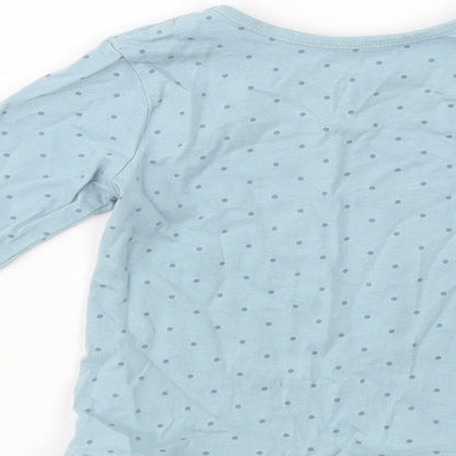 George Baby Blue Polka Dot Cotton Basic T-Shirt Size 9-12 Months Crew Neck Pullover