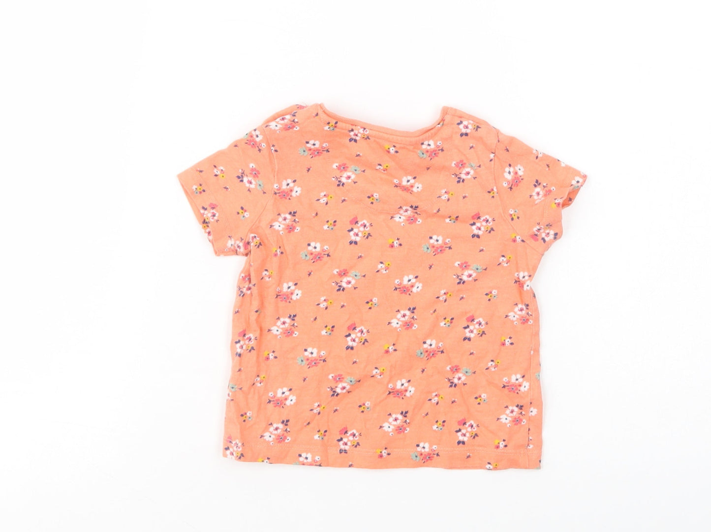 F&F Baby Orange Floral Cotton Pullover T-Shirt Size 6-9 Months Crew Neck Pullover