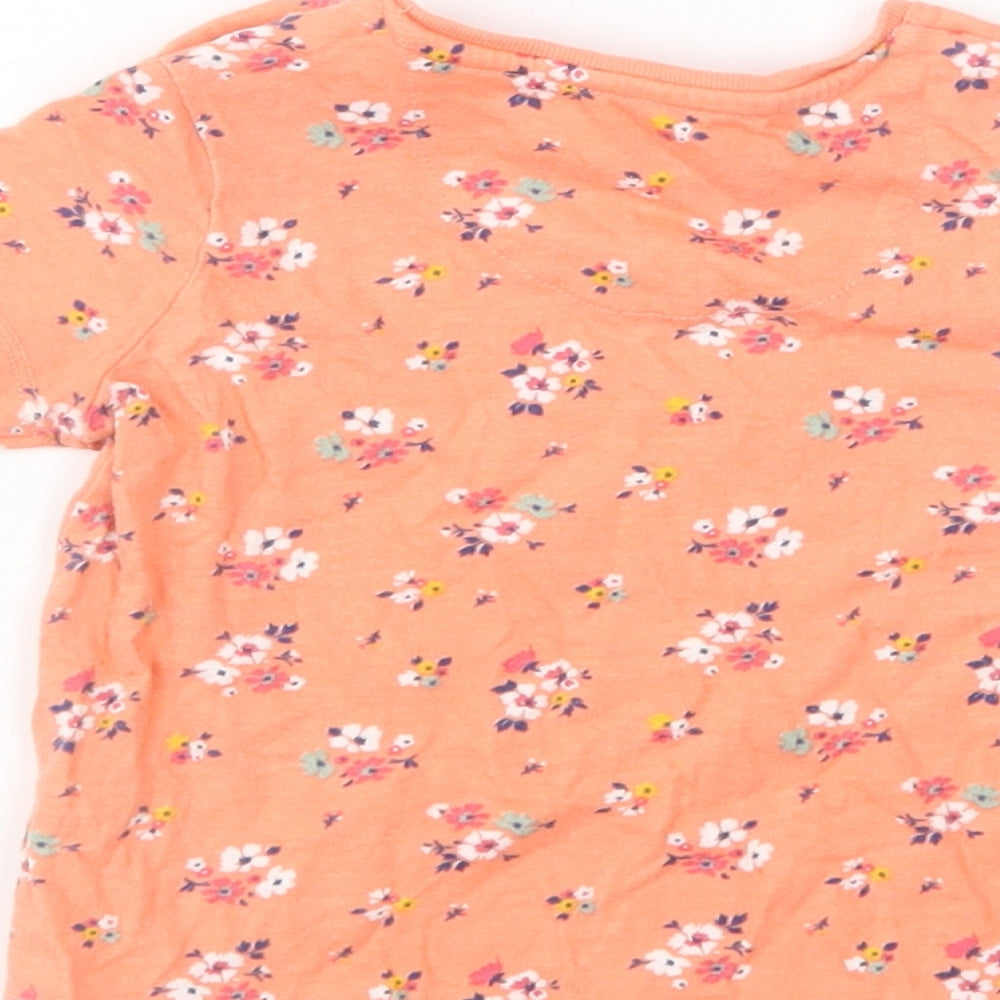F&F Baby Orange Floral Cotton Pullover T-Shirt Size 6-9 Months Crew Neck Pullover