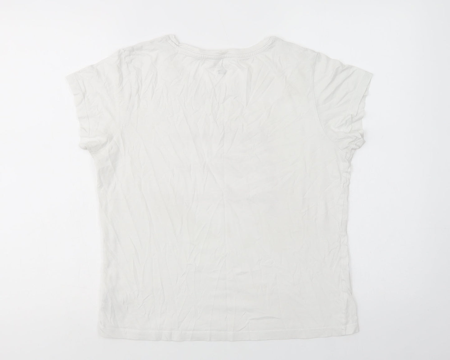 F&F Womens White  Cotton Top Pyjama Top Size S   - Good Morning