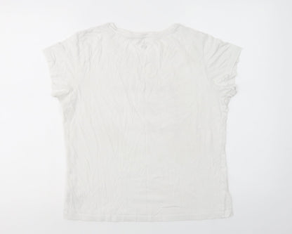 F&F Womens White  Cotton Top Pyjama Top Size S   - Good Morning