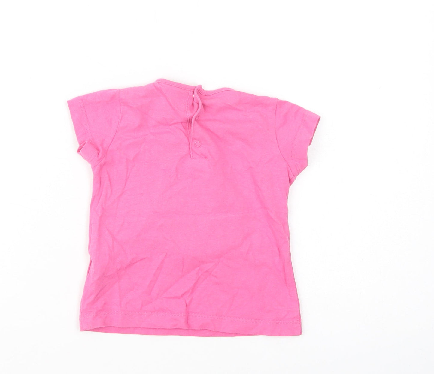 Losan Baby Pink  Cotton Basic T-Shirt Size 9-12 Months Crew Neck Snap - Jungle Princess