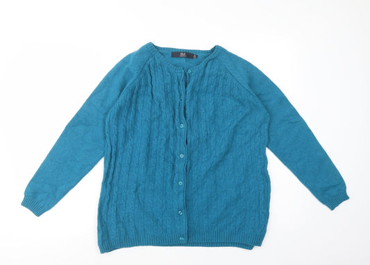 Womens UK Size M Isle Blue Cardigan Jumper