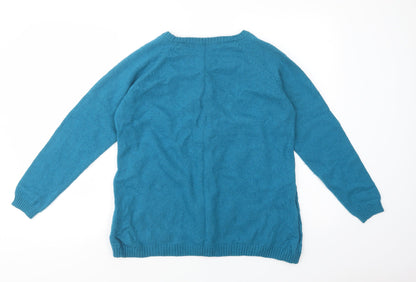Womens UK Size M Isle Blue Cardigan Jumper