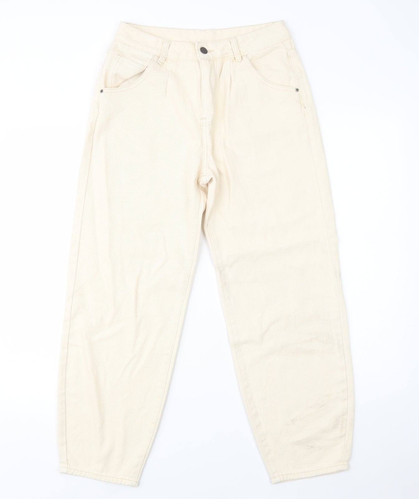 SheIn Womens Ivory  Cotton Mom Jeans Size M L28 in Regular Button