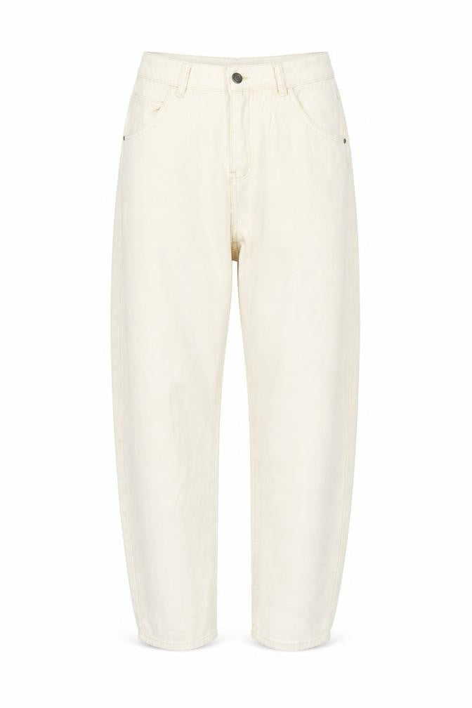 Front view of SHEIN women’s ivory cotton mom jeans, size M, 28-inch leg regular button