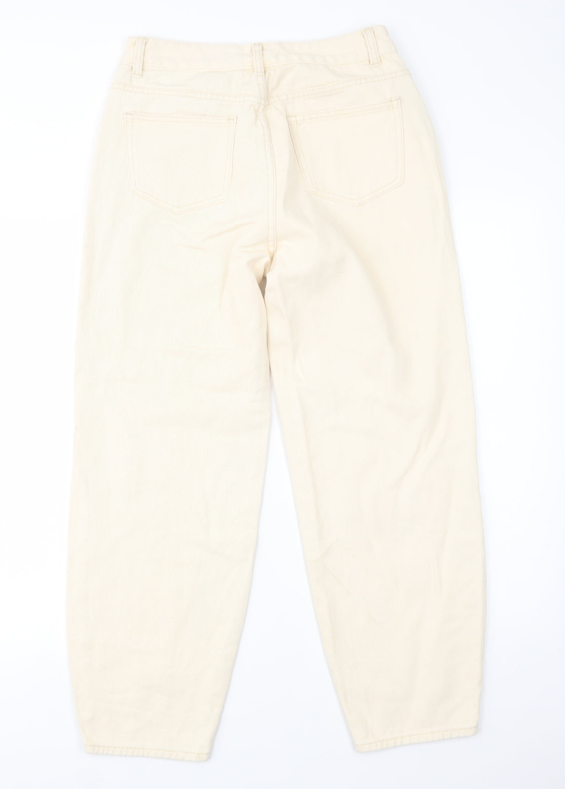 SheIn Womens Ivory  Cotton Mom Jeans Size M L28 in Regular Button