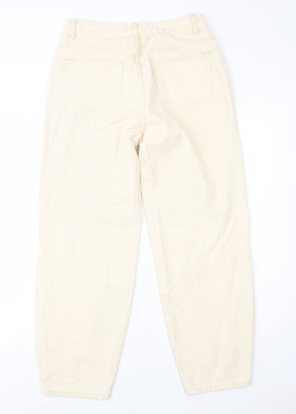 SheIn Womens Ivory  Cotton Mom Jeans Size M L28 in Regular Button