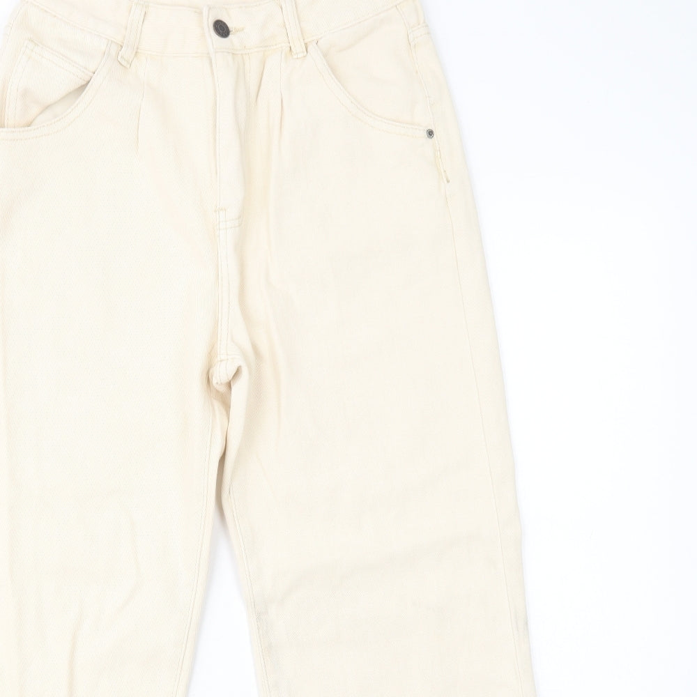 SheIn Womens Ivory  Cotton Mom Jeans Size M L28 in Regular Button