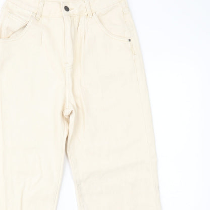 SheIn Womens Ivory  Cotton Mom Jeans Size M L28 in Regular Button