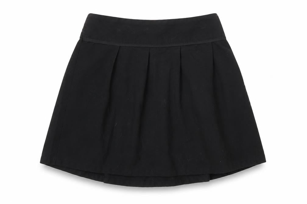 Front view of Tu girls’ black polyester pleated skirt, size 7, years regular - school wear
