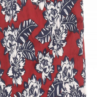 New Look Womens Red Floral Polyester Shift  Size 8  V-Neck Pullover